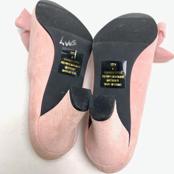 CAMI Genuine Suede Leather Pink Chunky High Heels Pumps Block Bow Round Toe sz 6 - Picture 13 of 16